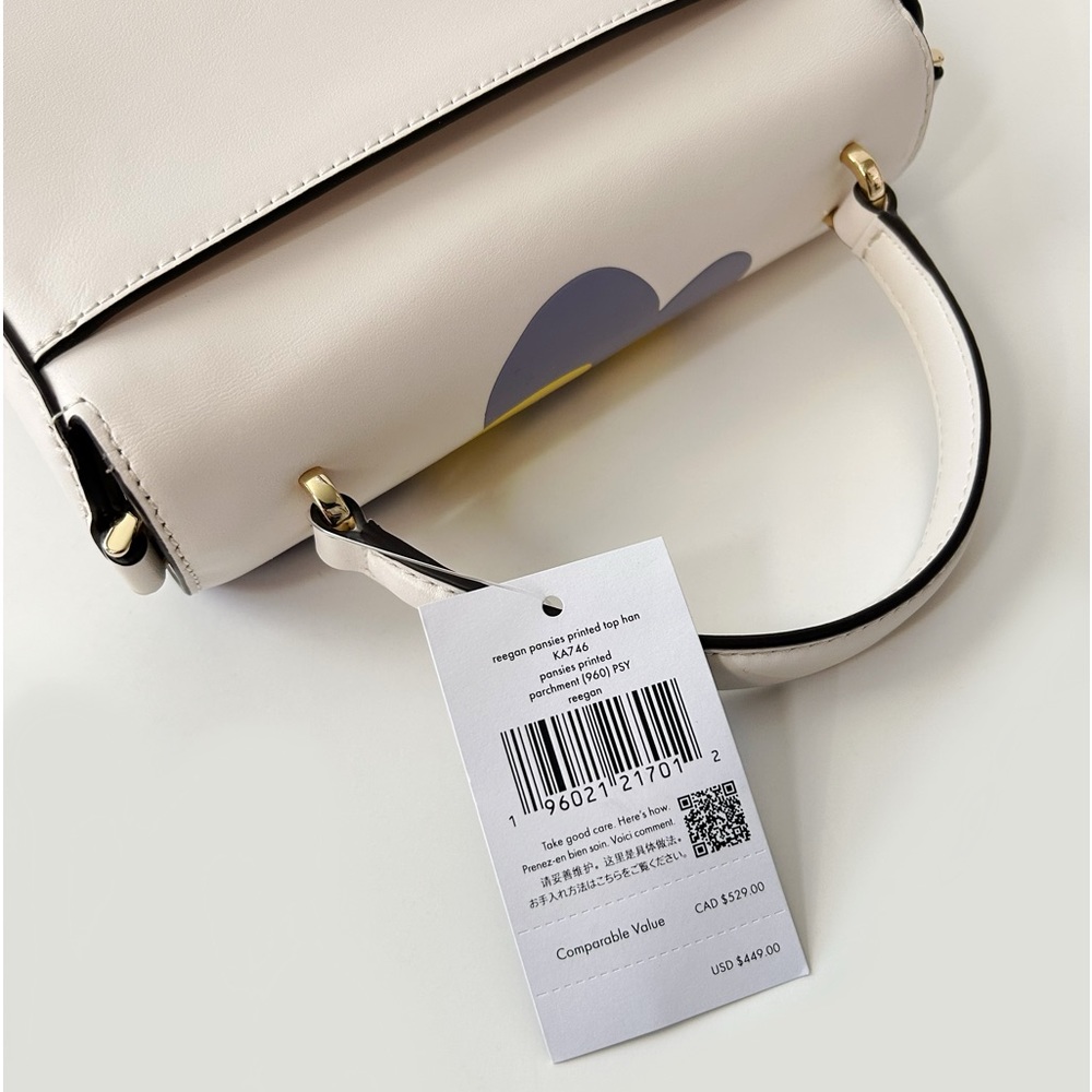 ♠️Kate Spade Reegan Pansy Toss Top Handle Satchel Crossbody Bag, Parchment NWT - Picture 10 of 12